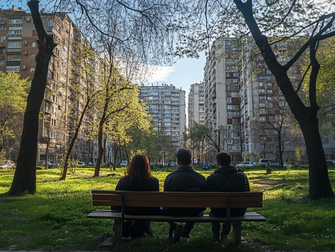 3 on a bench